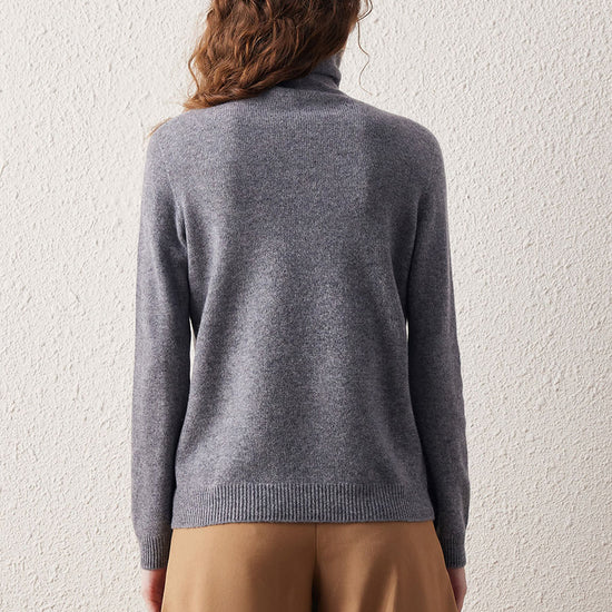 COMOBOCA 100% Wool Women's Ribbed Turtleneck Sweater