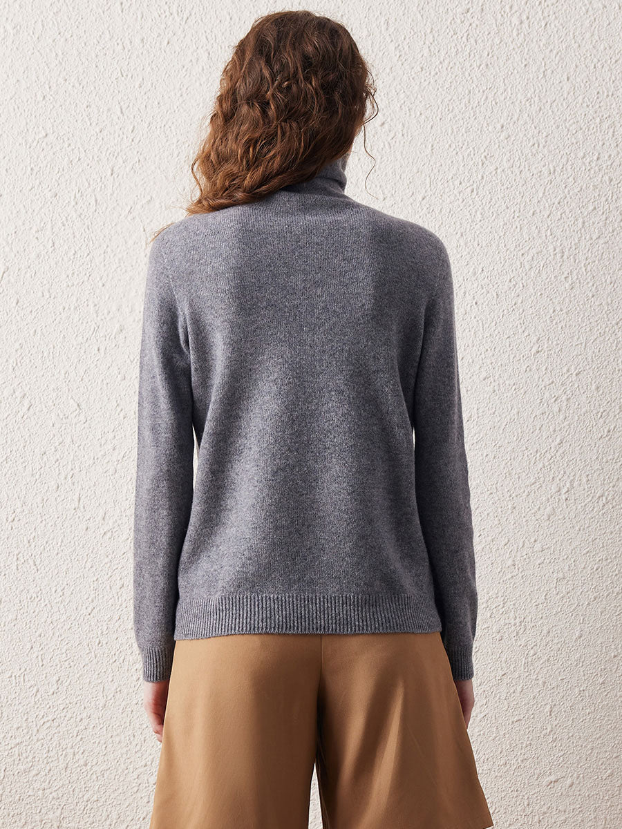 COMOBOCA 100% Wool Women's Ribbed Turtleneck Sweater