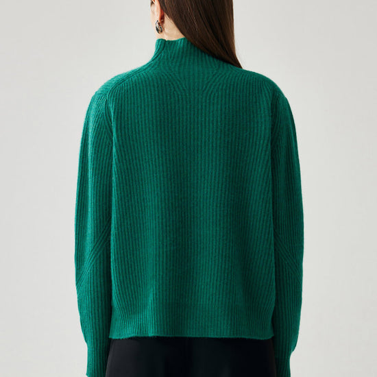 COMOBOCA 100% Cashmere Women's Turtleneck Ribbed Sweater