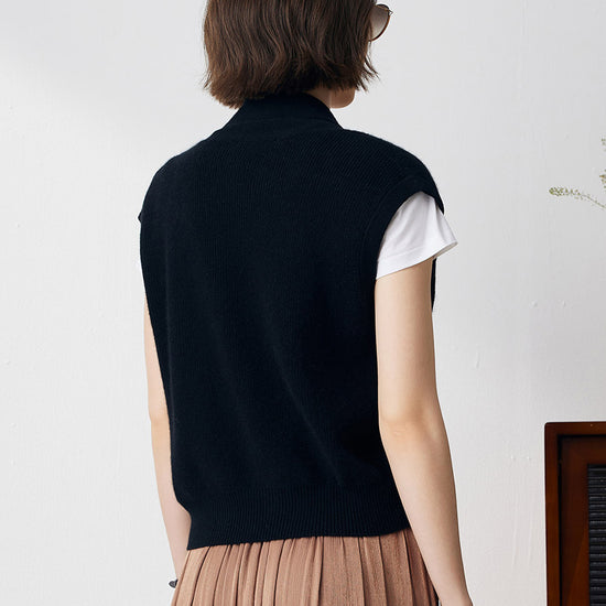 COMOBOCA 100% Cashmere Women's Knit Sleeveless Wrap Vest