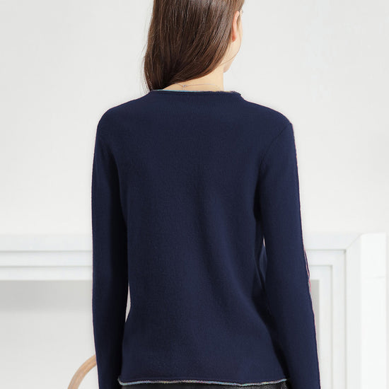 COMOBOCA 100% Cashmere Women's Sweater with Built-in Collar