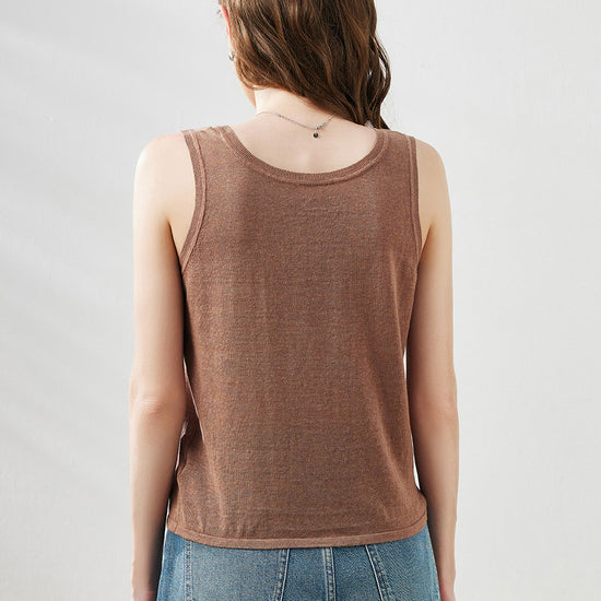 COMOBOCA Women's Linen Versatile Basic Tank Top