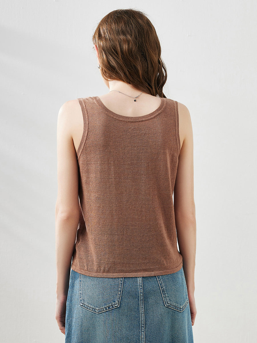 COMOBOCA Women's Linen Versatile Basic Tank Top