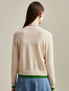 COMOBOCA 100% Cashmere Women's Contrast-Trim Pocket Cardigan
