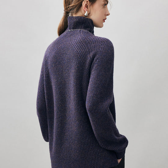 COMOBOCA 100% Cashmere Women's Ribbed Turtleneck Sweater