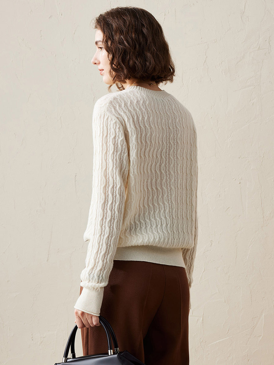 COMOBOCA 100% Cashmere Women's Classic Cable Knit Sweater