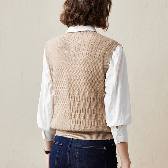 COMOBOCA 100% Cashmere Women's Knitted Sleeveless Sweater Vest