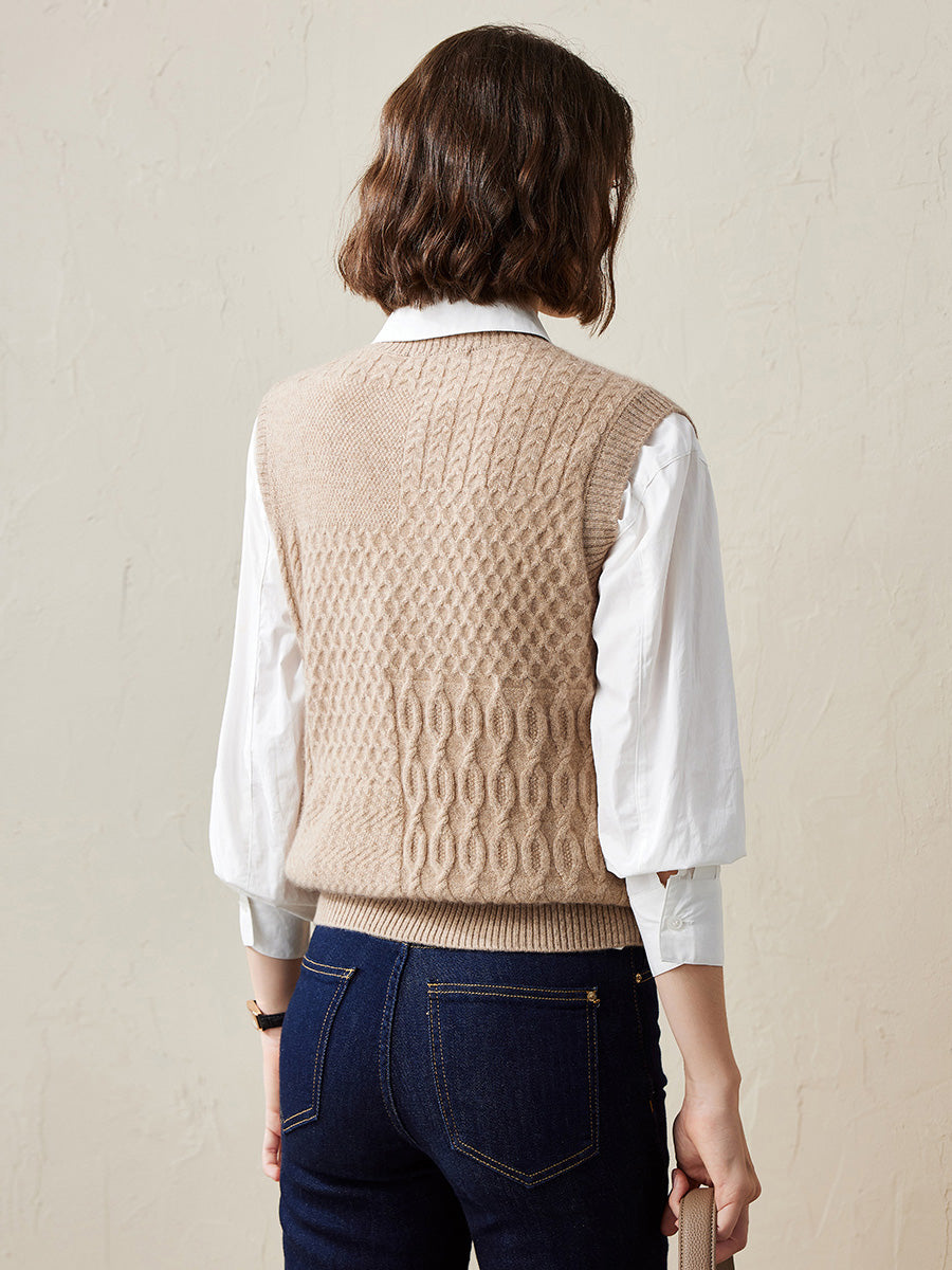 COMOBOCA 100% Cashmere Women's Knitted Sleeveless Sweater Vest