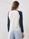 COMOBOCA Women's Colorblock Raglan Round Neck Sweater