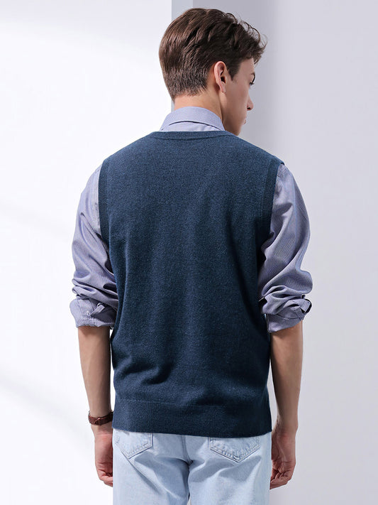 COMOBOCA 100% Cashmere Men's V-Neck Vest