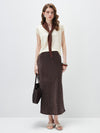 Women's V-Neck Silk-Cotton Jacquard Knit Short Sleeve T-Shirt