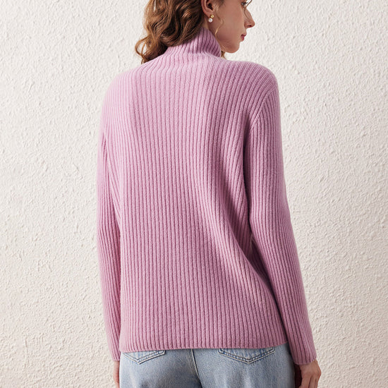 COMOBOCA 100% Wool Women's All-in-One Knit Turtleneck Sweater