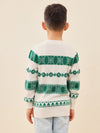 COMOBOCA 100% Wool Kids' Nordic Snowflake Knit Sweater