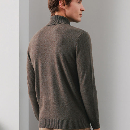 COMOBOCA 100% Cashmere Men's Ribbed Turtleneck Sweater