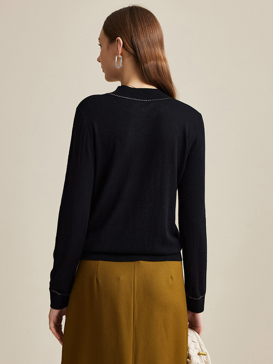 COMOBOCA 100% Wool Worsted Women's Elegant Sweater