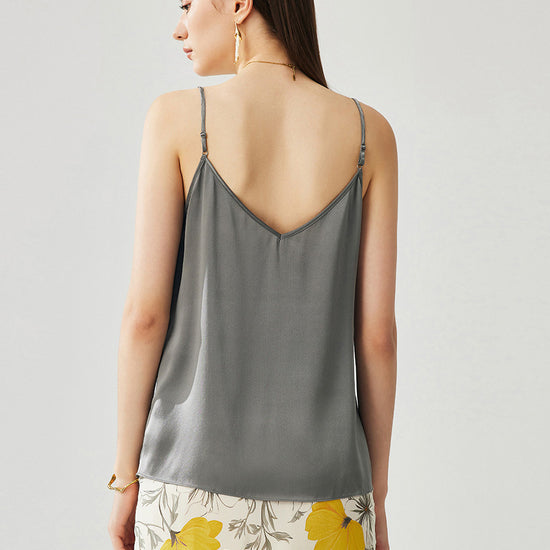 COMOBOCA Women's Silk Adjustable Straps V-Neck Camisole