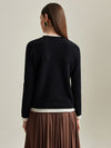 COMOBOCA 100% Cashmere Women's Sweater with Contrast Trim