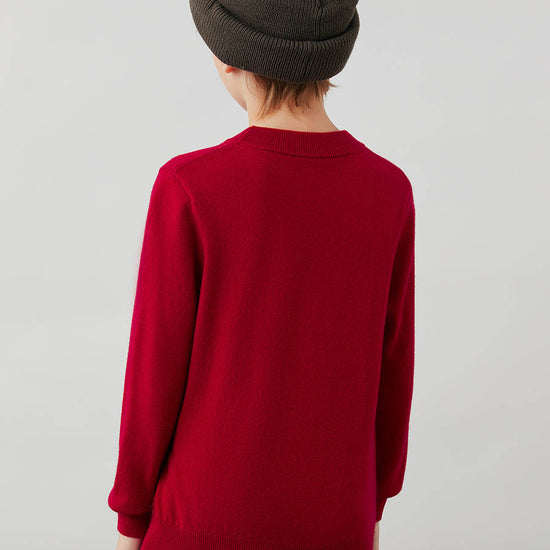 COMOBOCA 100% Wool Kids' Argyle Pattern Round Neck Sweater