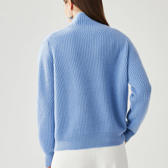 COMOBOCA 100% Cashmere Women's Turtleneck Ribbed Sweater