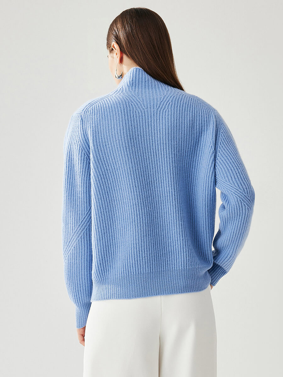 COMOBOCA 100% Cashmere Women's Turtleneck Ribbed Sweater