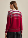 COMOBOCA 100% Wool Women's Fair Isle Sweater