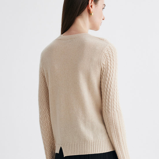 COMOBOCA 100% Cashmere Women's Cable Heart Patterned Knit Sweater