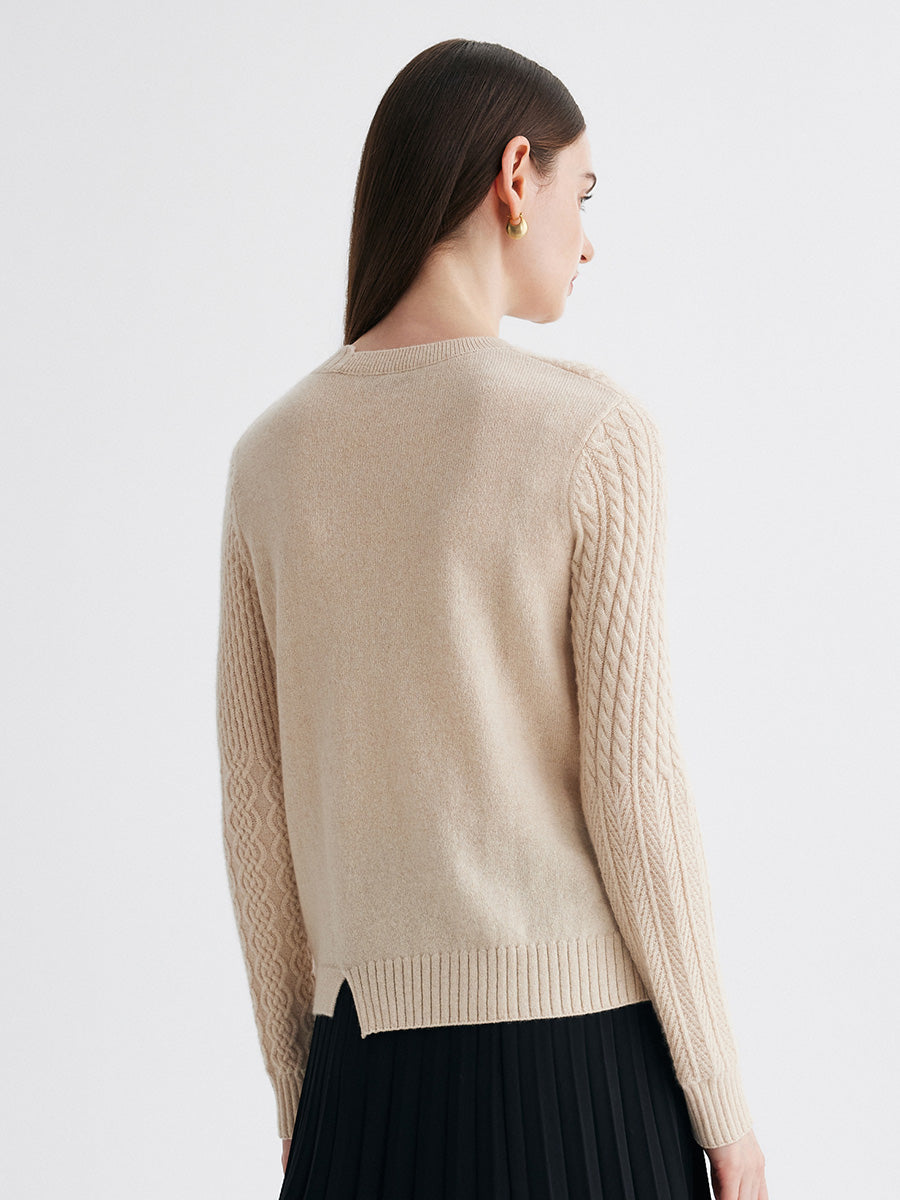 COMOBOCA 100% Cashmere Women's Cable Heart Patterned Knit Sweater