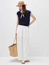 Women’s Mulberry Silk Contrast Collar Striped Knit T-Shirt