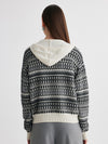 COMOBOCA 100% Cashmere Women's Fair Isle Double Zip Hoodie