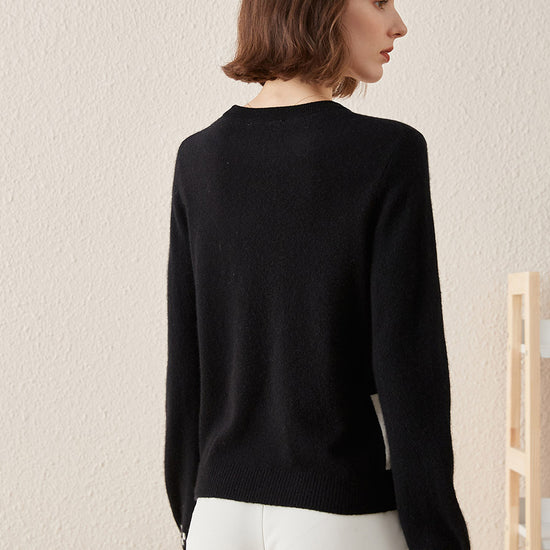 COMOBOCA 100% Cashmere Women's Round Neck Knit Sweater