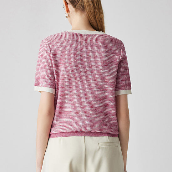 COMOBOCA Women's Chic Striped Knit T-Shirt