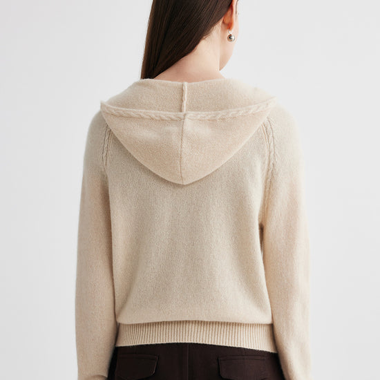 COMOBOCA 100% Cashmere Women's Double Zip Hoodie