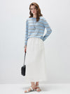 COMOBOCA Women's Striped Round Neck Knit Sweater