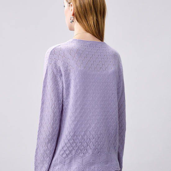 COMOBOCA 100% Cashmere Women's Diamond Pattern Pullover Sweater