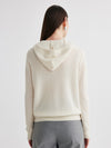 COMOBOCA 100% Cashmere Women's Ribbed Knit Hoodie