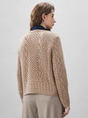 COMOBOCA 100% Wool Women's Cable Knit Button Cardigan