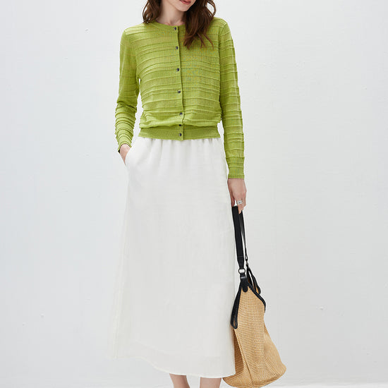 COMOBOCA Women's Textured Ribbed Knit Cardigan