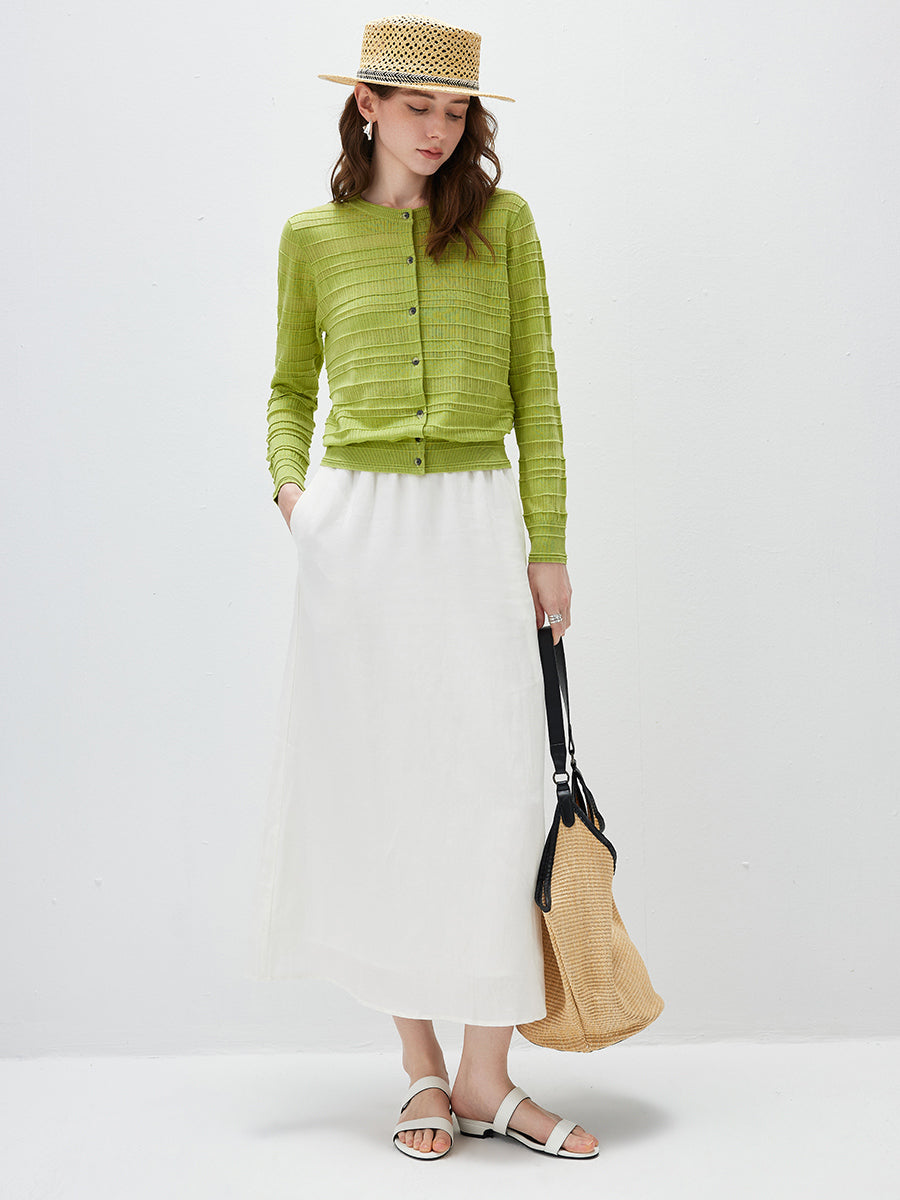 COMOBOCA Women's Textured Ribbed Knit Cardigan