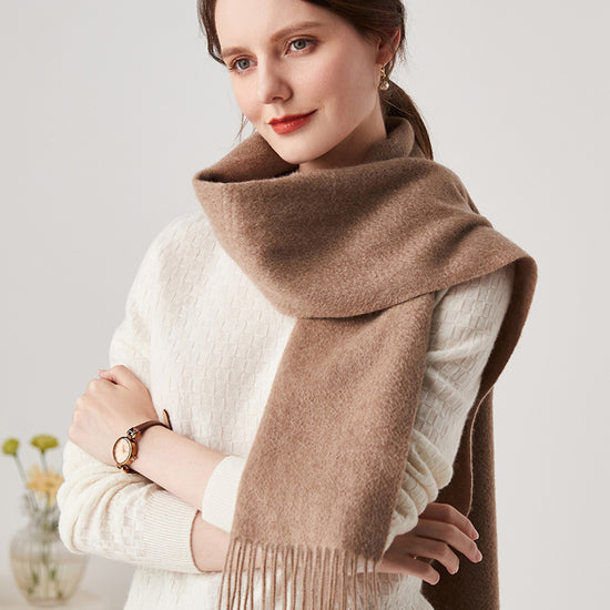 COMOBOCA BROWN 100% Cashmere Plain Scarf
