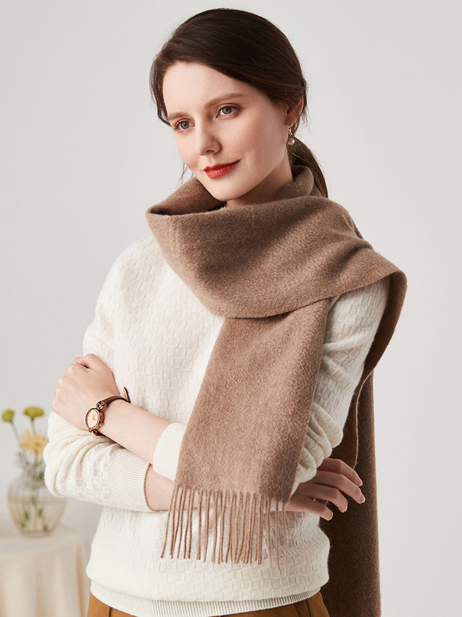 COMOBOCA BROWN 100% Cashmere Plain Scarf