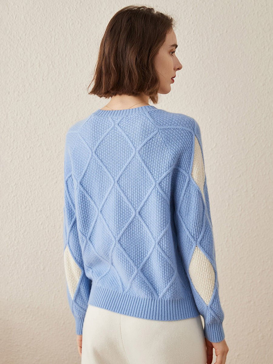 COMOBOCA 100% Cashmere Women's Sweater with Gold&Silver Threads