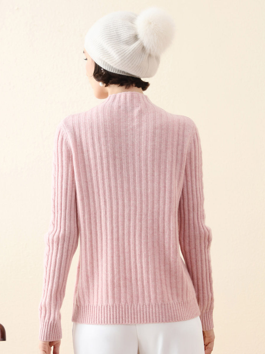 COMOBOCA 100% Cashmere Women's Mock Neck Knit Sweater