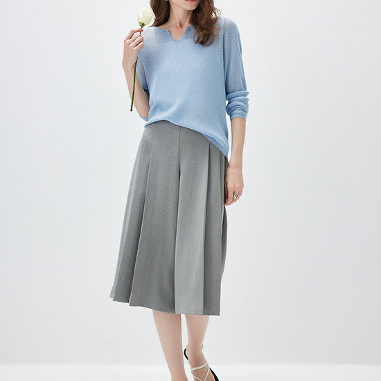 COMOBOCA Women's Split V-Neck Knit Sweater