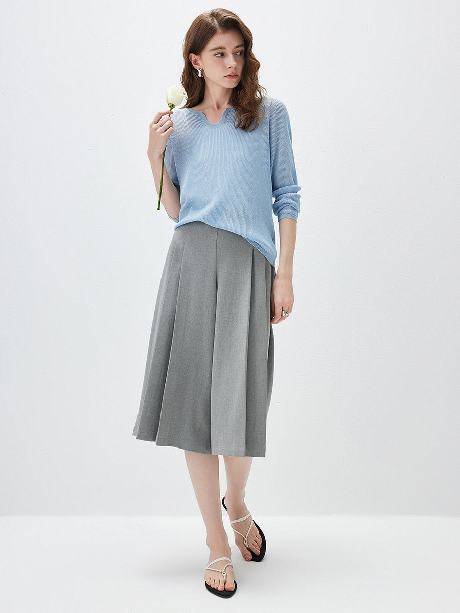 COMOBOCA Women's Split V-Neck Knit Sweater