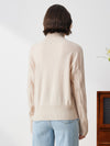 COMOBOCA 100% Cashmere Women's Turtleneck Cable Knit Sweater