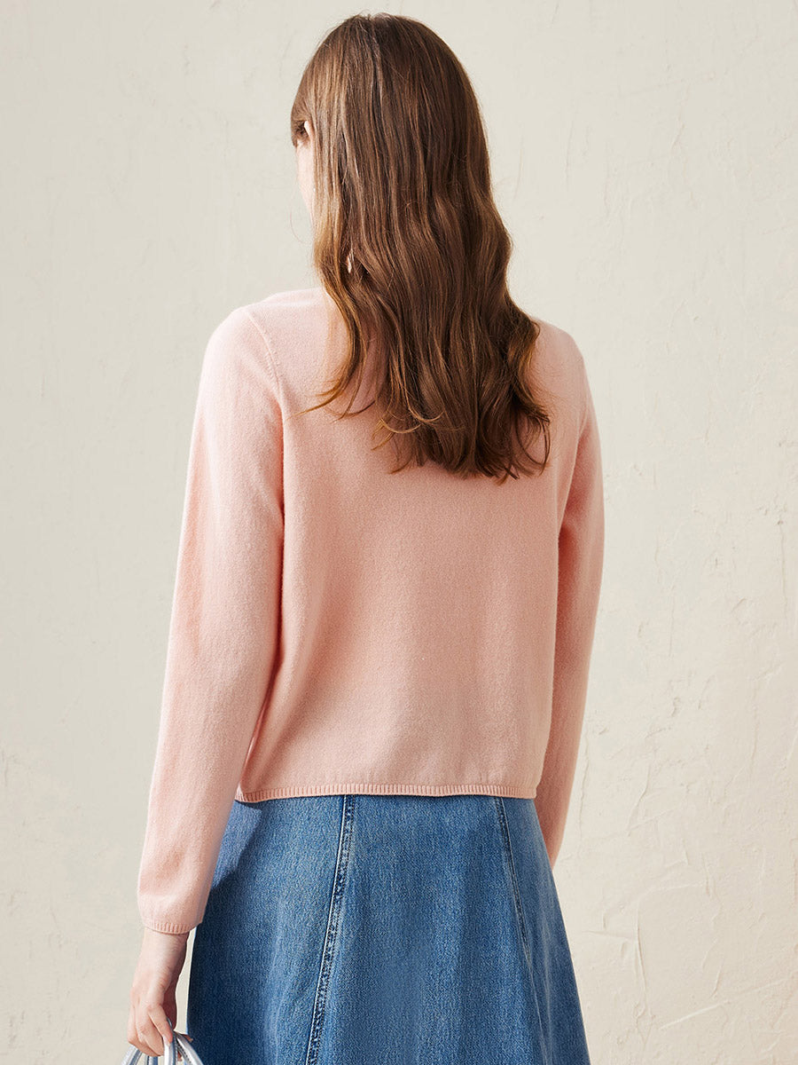 COMOBOCA 100% Wool Women's V-Neck Button Up Cardigan