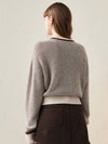 COMOBOCA 100% Wool Women's Colorblock Raglan Sleeve Sweater