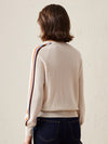 COMOBOCA 100% Cashmere Women's Colorful Side Stripes Knit Sweater