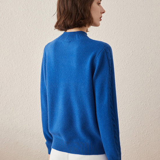 COMOBOCA 100% Cashmere Women's Ribbed Cable Knit Sweater