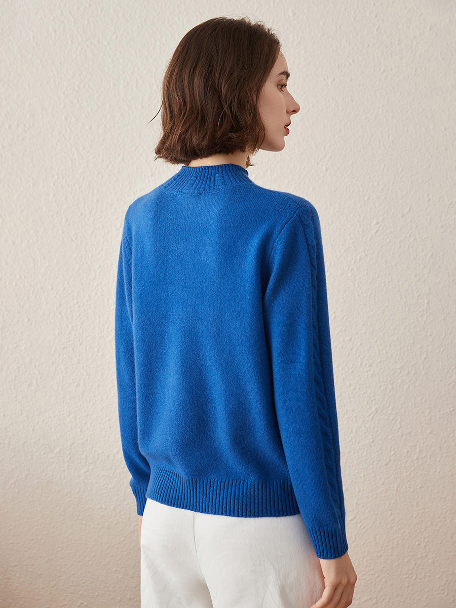 COMOBOCA 100% Cashmere Women's Ribbed Cable Knit Sweater